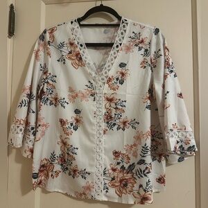Floral Lace Trim Women's Top